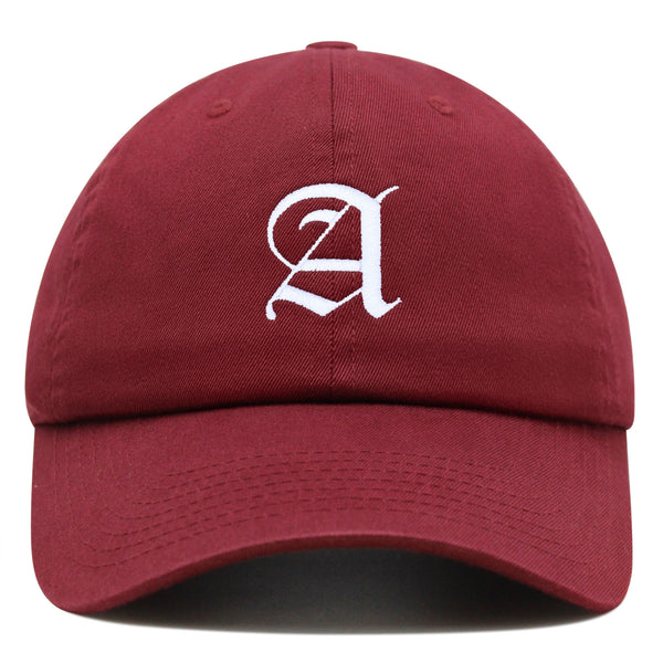 Old English Letter A Premium Dad Hat Embroidered Cotton Baseball Cap English Alphabet