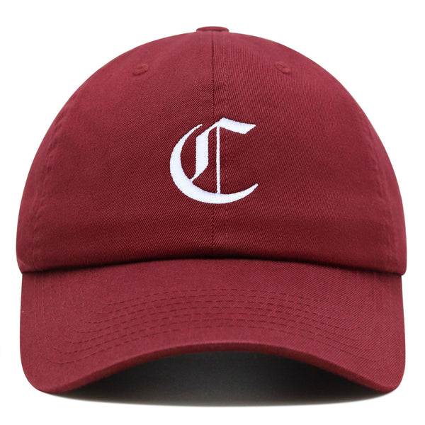 Old English Letter C Premium Dad Hat Embroidered Cotton Baseball Cap English Alphabet