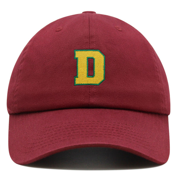 Initial D College Letter Premium Dad Hat Embroidered Cotton Baseball Cap Yellow Alphabet