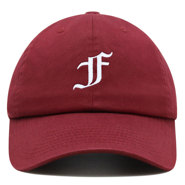 Old English Letter F Premium Dad Hat Embroidered Cotton Baseball Cap English Alphabet