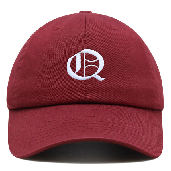 Old English Letter Q Premium Dad Hat Embroidered Cotton Baseball Cap English Alphabet
