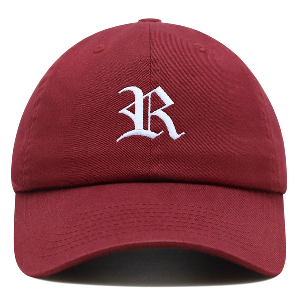 Old English Letter R Premium Dad Hat Embroidered Cotton Baseball Cap English Alphabet