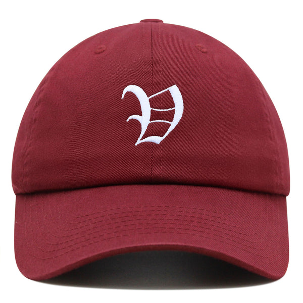 Old English Letter V Premium Dad Hat Embroidered Cotton Baseball Cap English Alphabet