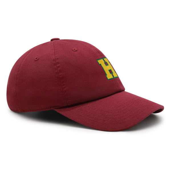 Initial H College Letter Premium Dad Hat Embroidered Cotton Baseball Cap Yellow Alphabet