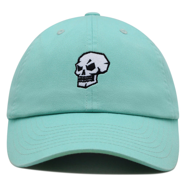 Skull Side View Premium Dad Hat Embroidered Baseball Cap Grunge