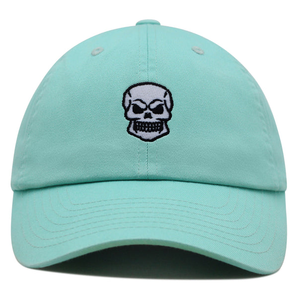 Skull Front View Premium Dad Hat Embroidered Baseball Cap Grunge