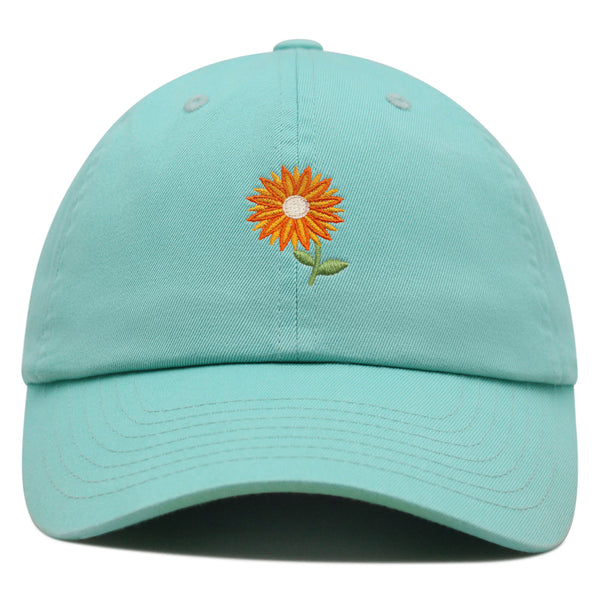 Orange Flower Premium Dad Hat Embroidered Baseball Cap Floral