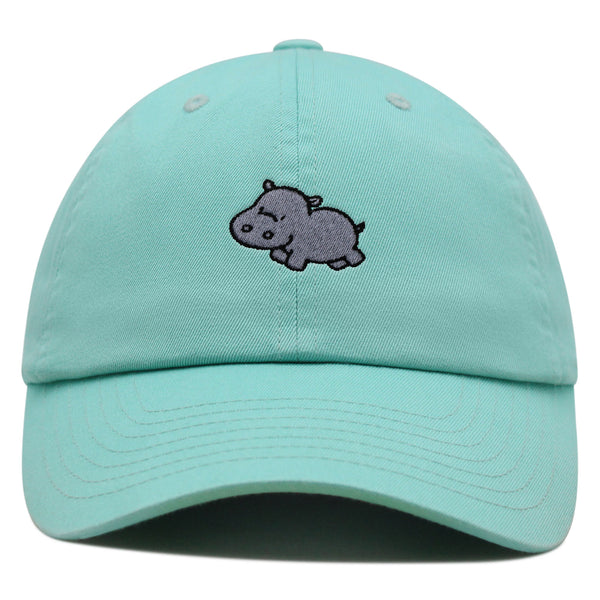 Cute Hippo Premium Dad Hat Embroidered Baseball Cap Hippopotamus Zoo