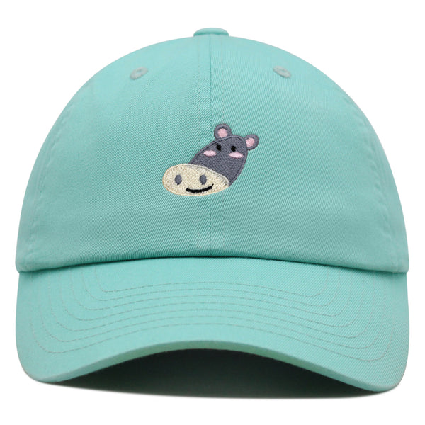 Cute Hippo Face Premium Dad Hat Embroidered Baseball Cap Zoo Hippopotamus