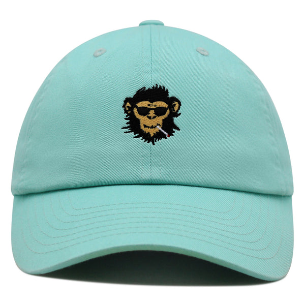 Smoking Monkey Premium Dad Hat Embroidered Baseball Cap Wild Animal Funny