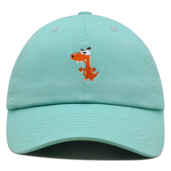 Funny Orange Dinosaur Premium Dad Hat Embroidered Baseball Cap  Funny Dino