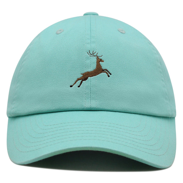 Deer Premium Dad Hat Embroidered Baseball Cap Hunting Jumping