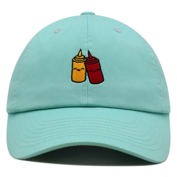 Ketchup and Mustard Premium Dad Hat Embroidered Baseball Cap Foodie Sauces Ketchut Mustard