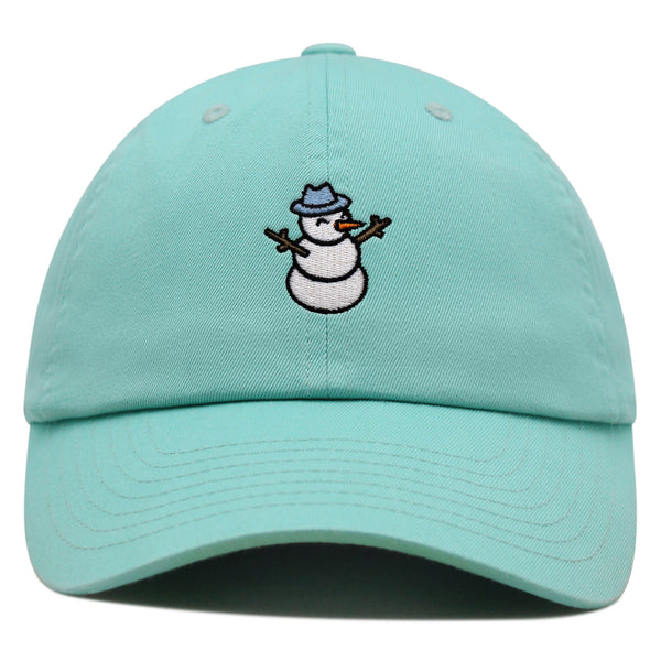 Snowman Premium Dad Hat Embroidered Baseball Cap Winter Snow