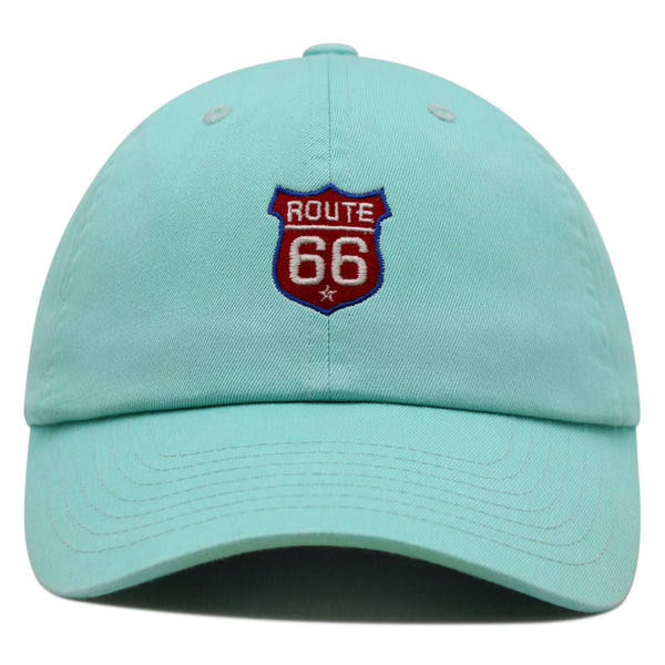 Route 66 Premium Dad Hat Embroidered Baseball Cap Roadtrip Highway 66