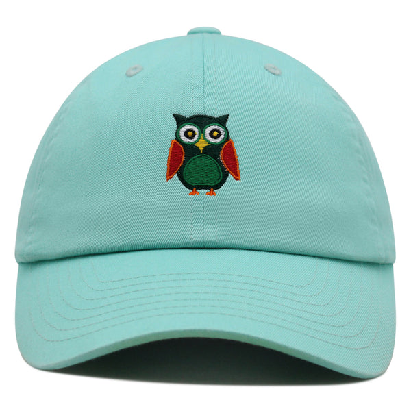 Owl Premium Dad Hat Embroidered Baseball Cap Bird Green