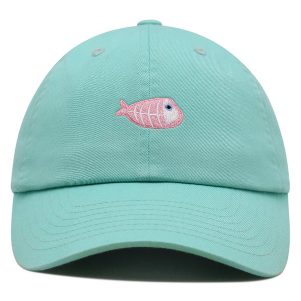 Fishbone Premium Dad Hat Embroidered Baseball Cap Pink Bone