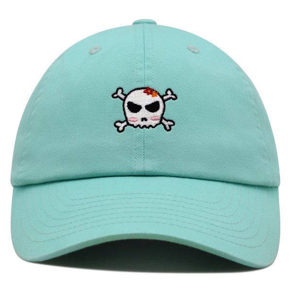 Skull Premium Dad Hat Embroidered Baseball Cap Ribbon Girly