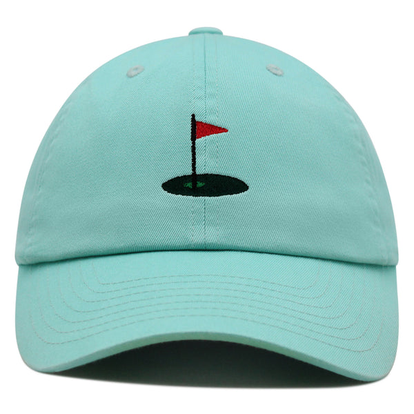 Golf Cup Premium Dad Hat Embroidered Baseball Cap Golf Ball Hole Flagstick Pin