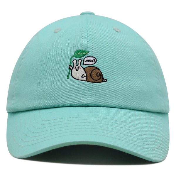 Hello Snail Premium Dad Hat Embroidered Baseball Cap Cute Character