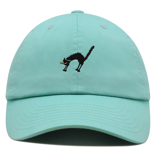 Scared Cat Premium Dad Hat Embroidered Baseball Cap Black Cat