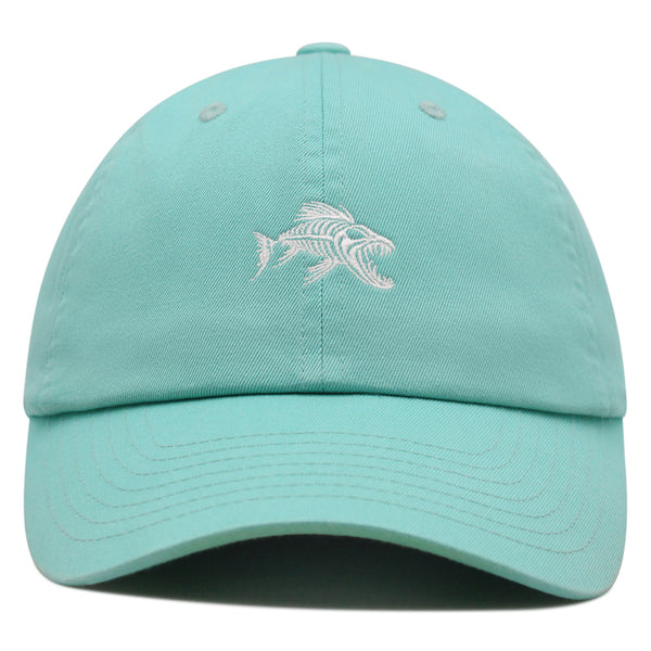 Fish Skeleton Premium Dad Hat Embroidered Baseball Cap Fish Bone