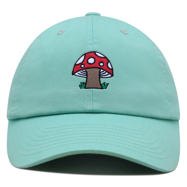 Mushrooms Premium Dad Hat Embroidered Baseball Cap White Polka Dot