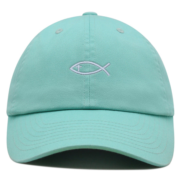 Jesus Fish Symbol Premium Dad Hat Embroidered Cotton Baseball Cap Symbol of Christianity