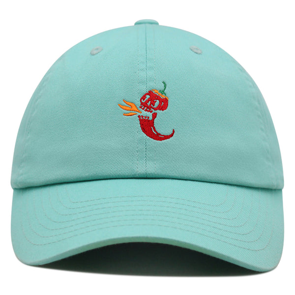 Jalapeno Skull Premium Dad Hat Embroidered Cotton Baseball Cap Spicy Pepper