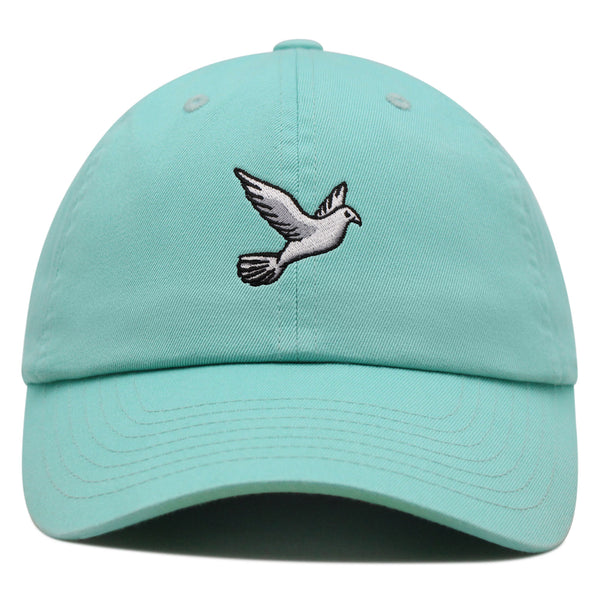 Flying White Dove Premium Dad Hat Embroidered Cotton Baseball Cap White Piegon