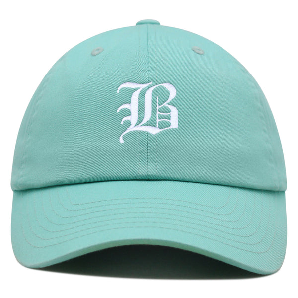 Old English Letter B Premium Dad Hat Embroidered Cotton Baseball Cap English Alphabet