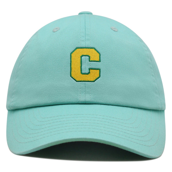 Initial C College Letter Premium Dad Hat Embroidered Cotton Baseball Cap Yellow Alphabet