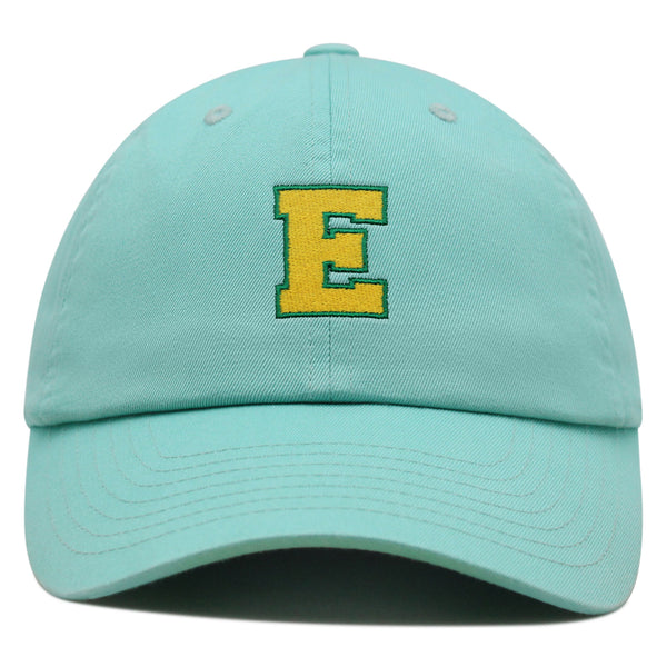 Initial E College Letter Premium Dad Hat Embroidered Cotton Baseball Cap Yellow Alphabet