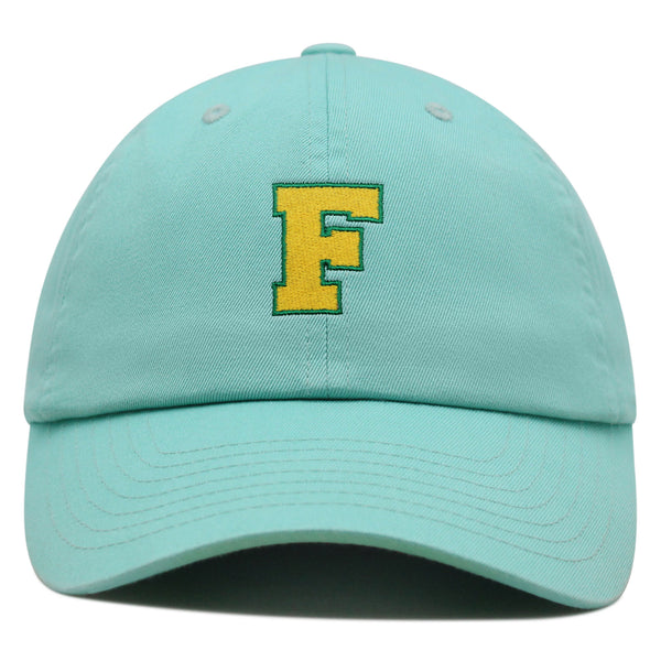 Initial F College Letter Premium Dad Hat Embroidered Cotton Baseball Cap Yellow Alphabet