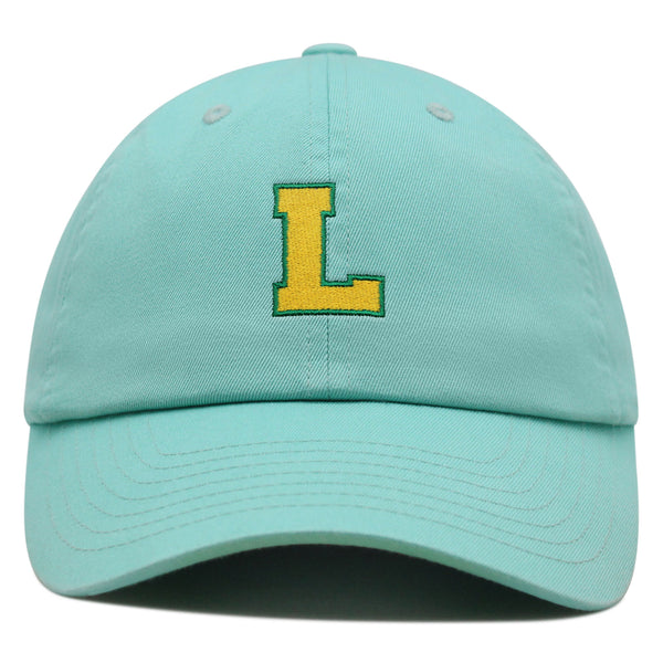 Initial L College Letter Premium Dad Hat Embroidered Cotton Baseball Cap Yellow Alphabet