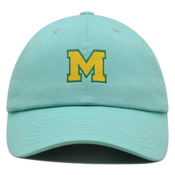 Initial M College Letter Premium Dad Hat Embroidered Cotton Baseball Cap Yellow Alphabet