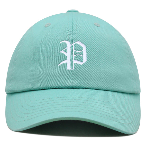 Old English Letter P Premium Dad Hat Embroidered Cotton Baseball Cap English Alphabet