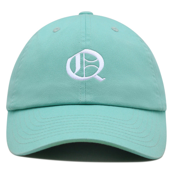 Old English Letter Q Premium Dad Hat Embroidered Cotton Baseball Cap English Alphabet