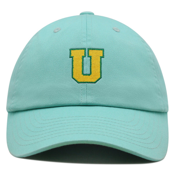 Initial U College Letter Premium Dad Hat Embroidered Cotton Baseball Cap Yellow Alphabet