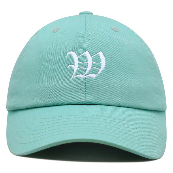 Old English Letter W Premium Dad Hat Embroidered Cotton Baseball Cap English Alphabet