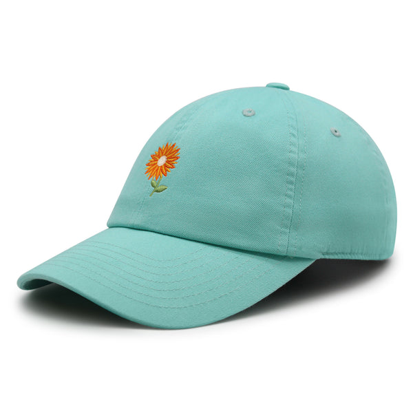 Orange Flower Premium Dad Hat Embroidered Baseball Cap Floral