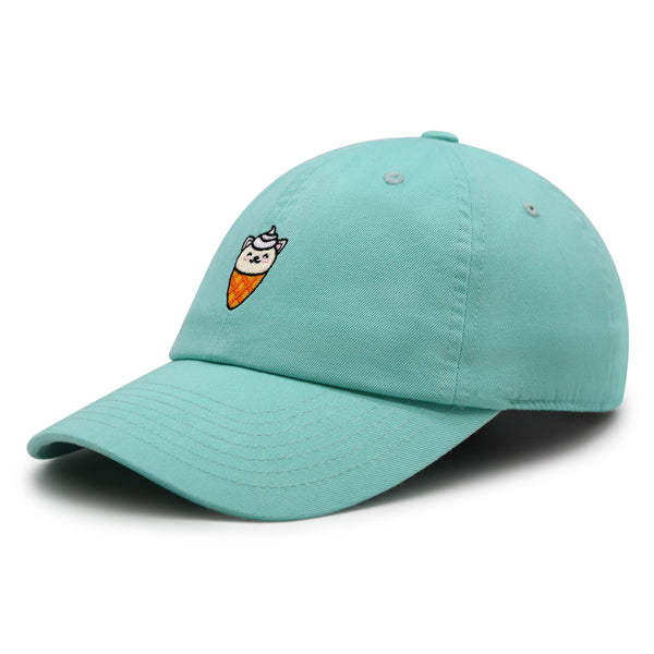 Ice Cream Cat Premium Dad Hat Embroidered Baseball Cap Ice Cream Foodie