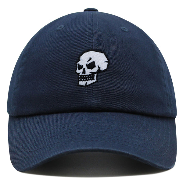 Skull Side View Premium Dad Hat Embroidered Baseball Cap Grunge