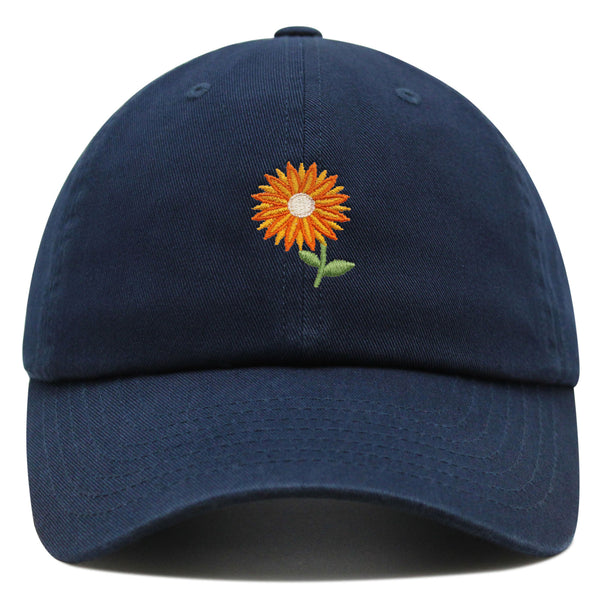 Orange Flower Premium Dad Hat Embroidered Baseball Cap Floral