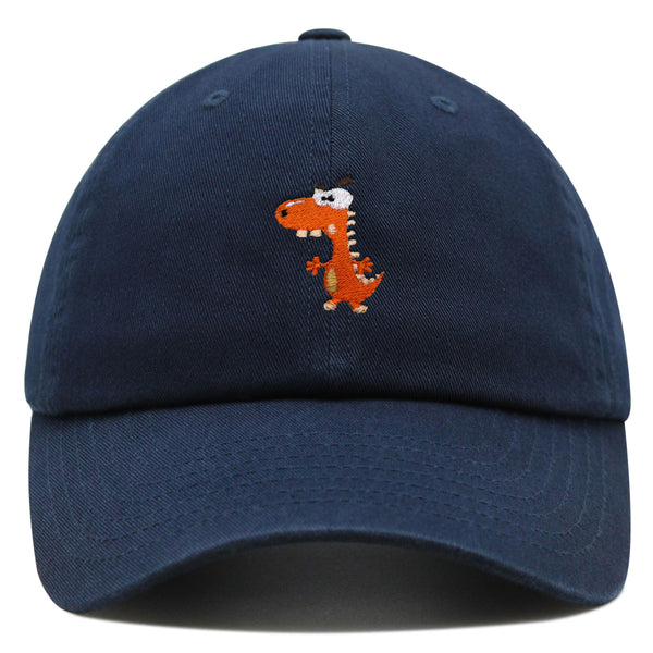 Funny Orange Dinosaur Premium Dad Hat Embroidered Baseball Cap  Funny Dino