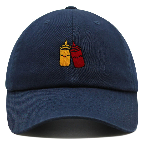 Ketchup and Mustard Premium Dad Hat Embroidered Baseball Cap Foodie Sauces Ketchut Mustard