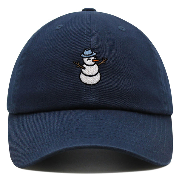 Snowman Premium Dad Hat Embroidered Baseball Cap Winter Snow