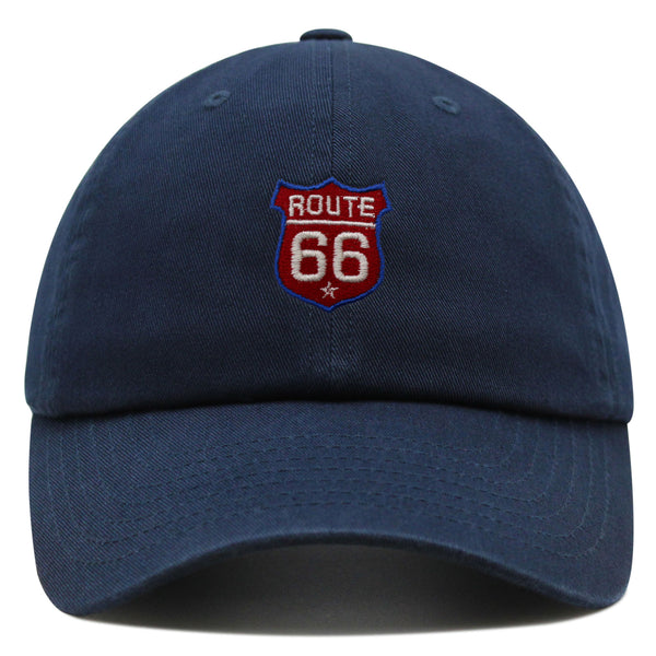 Route 66 Premium Dad Hat Embroidered Baseball Cap Roadtrip Highway 66