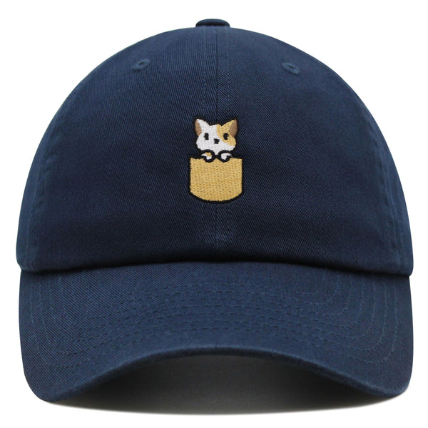 Pocket Cat Premium Dad Hat Embroidered Baseball Cap Shirt Pocket