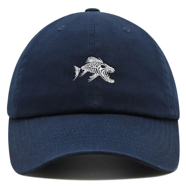 Fish Skeleton Premium Dad Hat Embroidered Baseball Cap Fish Bone